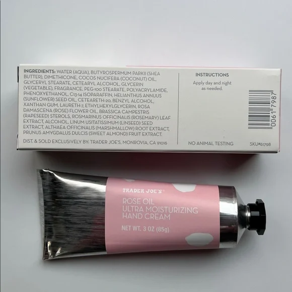 Trader Joe's Large Canvas Tote Bag with Green Straps & Rose Oil Hand Cream - Picture 7 of 8